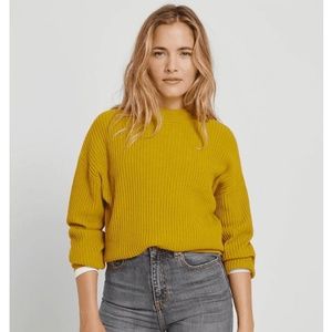 SeaCell Cotton Oversized Cropped Sweater in Golden Palm
